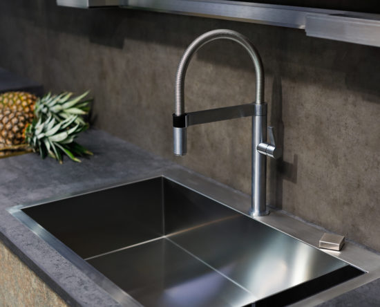 sink with a tap on a kitchen counter