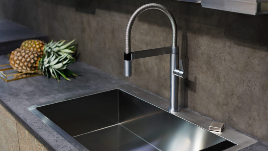 sink with a tap on a kitchen counter