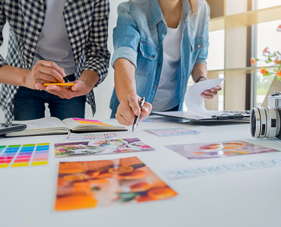 start-up team discussing ideas in office