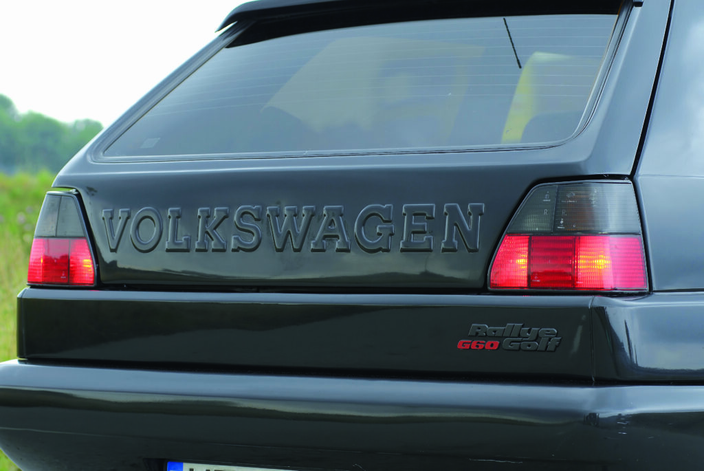 Tuning VW Golf Mk2 G60 Rallye napis Volkswagen na tylnej klapie przeszczepiony z Caddy