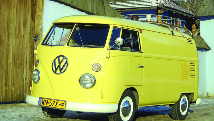 Żółty VW T1 Typ2 widok od frontu
