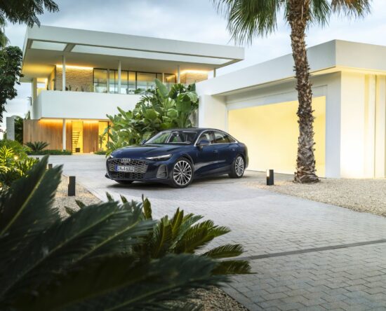 Audi przed domem i garażem