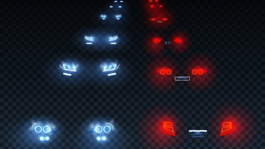 Światła aut na drodze w nocy